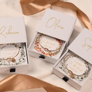 Bind de knoop armband, cadeau bruidsmeisje, boxset bruidsmeisje voorstel, cadeau Will you be my bruidsmeisje, armband kon niet worden geknoopt