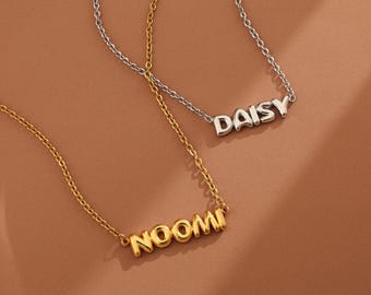 Custom Name Necklace,Bubble Name Necklace,Bubble letter Necklace,Minimal Bubble Letter Necklace,Name Necklace,Christmas Gift