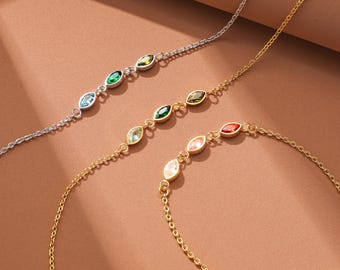 Personalized Birthstone Bracelet, Custom friendship bracelets, Gemstone Bracelet in Gold or Silver, Bridesmaid Gift, Gift for besties