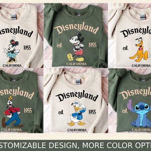 Retro Disneyland Est 1955 Sweatshirt, Disney All Characters Shirt, Mickey And Friends Shirt, Disney Group Shirt, Disney Family Shirt.