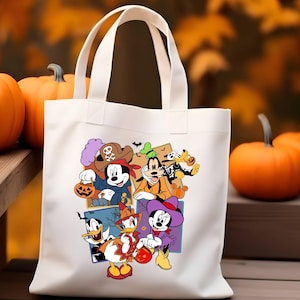 Disney Halloween Party Tote Bag,Trick or Treat Disney Halloween Canvas Tote Bag, Mickey's Not So Scary Halloween Party 2024 Candy Bag