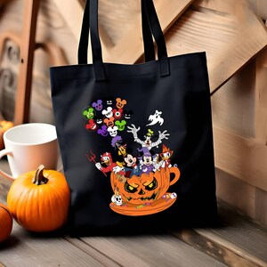 Custom Disney Halloween Party Tote Bag,Trick or Treat Disney Halloween Canvas Tote Bag, Mickey's Not So Scary Halloween Party 2024 Candy Bag