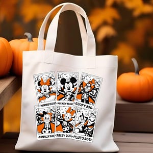 Disney Halloween Party Tote Bag,Trick or Treat Disney Halloween Canvas Tote Bag, Mickey's Not So Scary Halloween Party 2024 Candy Bag