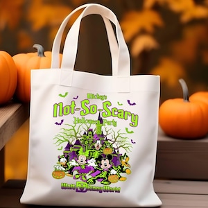 Disney Halloween Party Tote Bag,Trick or Treat Disney Halloween Canvas Tote Bag, Mickey's Not So Scary Halloween Party 2024 Candy Bag