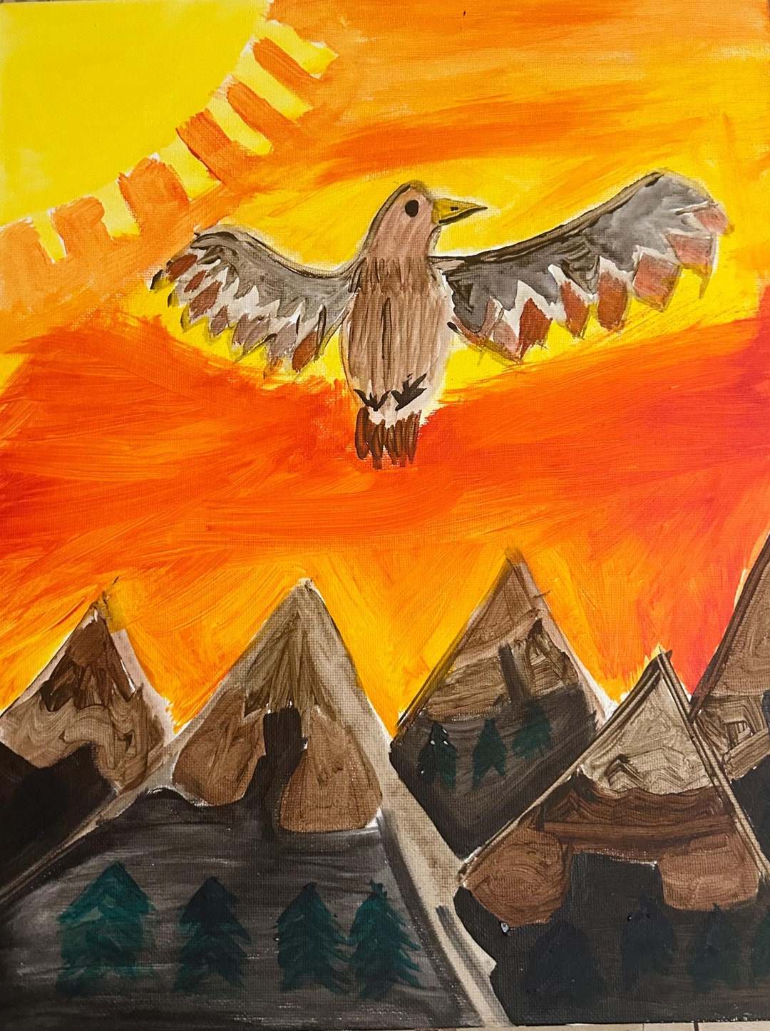 Bird, Landscape Painting Original Artwork - Etsy