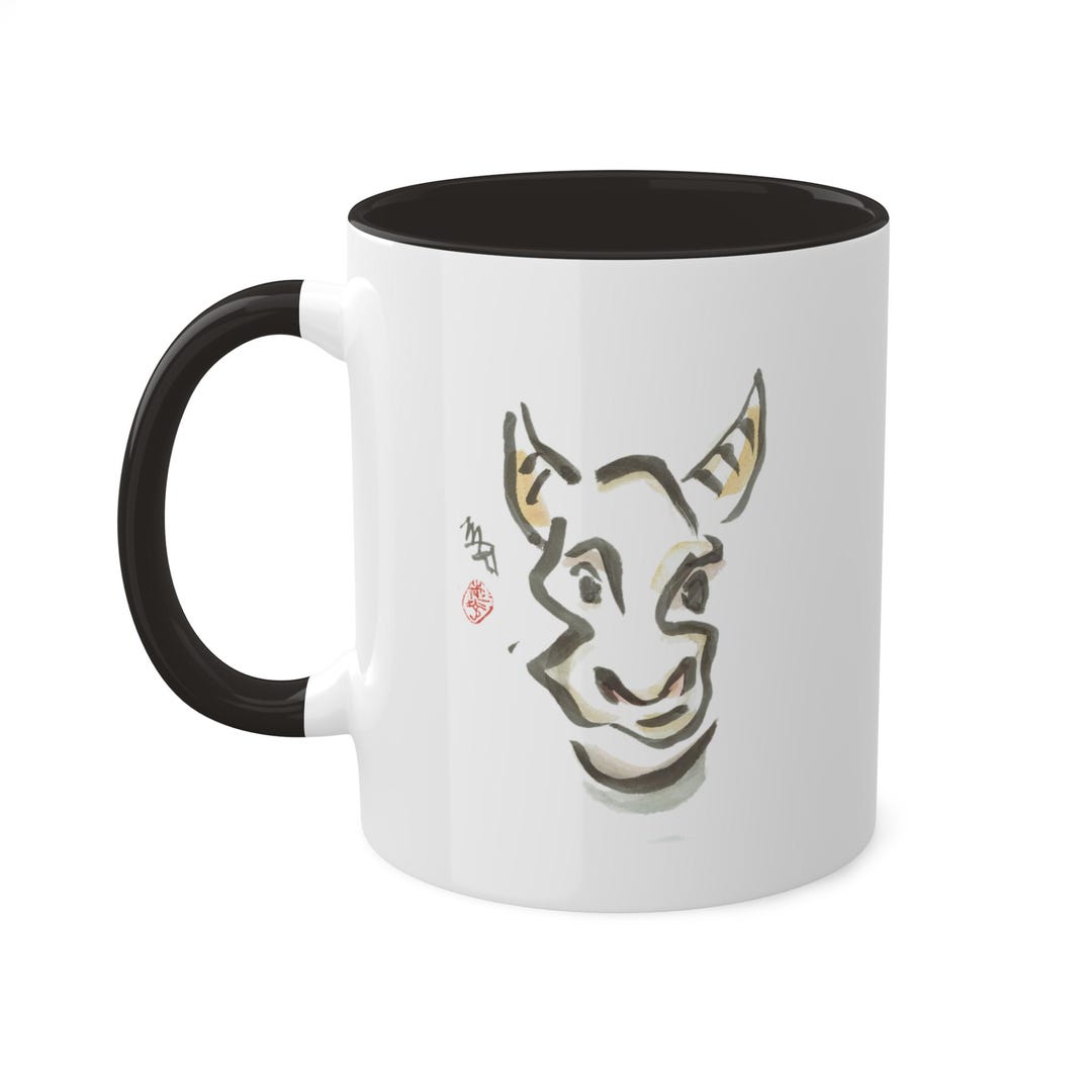 Oxgift Zodiac Ox Mug, Zodiac Sign, Year of the Ox, Sumi-e Inspired Design ...