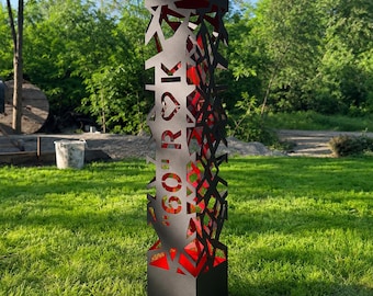Columna metálica personalizada con iluminación RGB, escultura LED exterior personalizada, regalo de boda, regalo de aniversario, luz moderna para jardín.