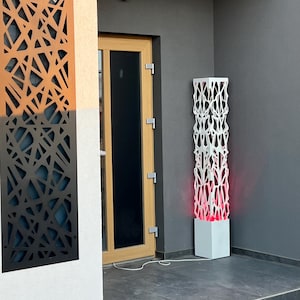 Metal Floor Lamp LED Large Outdoor Sculpture Lighting Speaker Stand Metal Outdoor Column Decor Art Statue Housewarming Gift