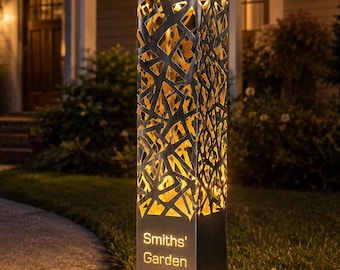 Colonna luminosa RGB personalizzata in acciaio inossidabile - Lampada in acciaio perforato personalizzata - Decorazione moderna per il giardino
