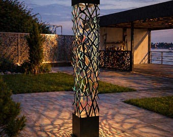 RGB Metal Garden Column Lamp for Outdoor & Indoor Spaces | Fairy Lights | Housewarming gift