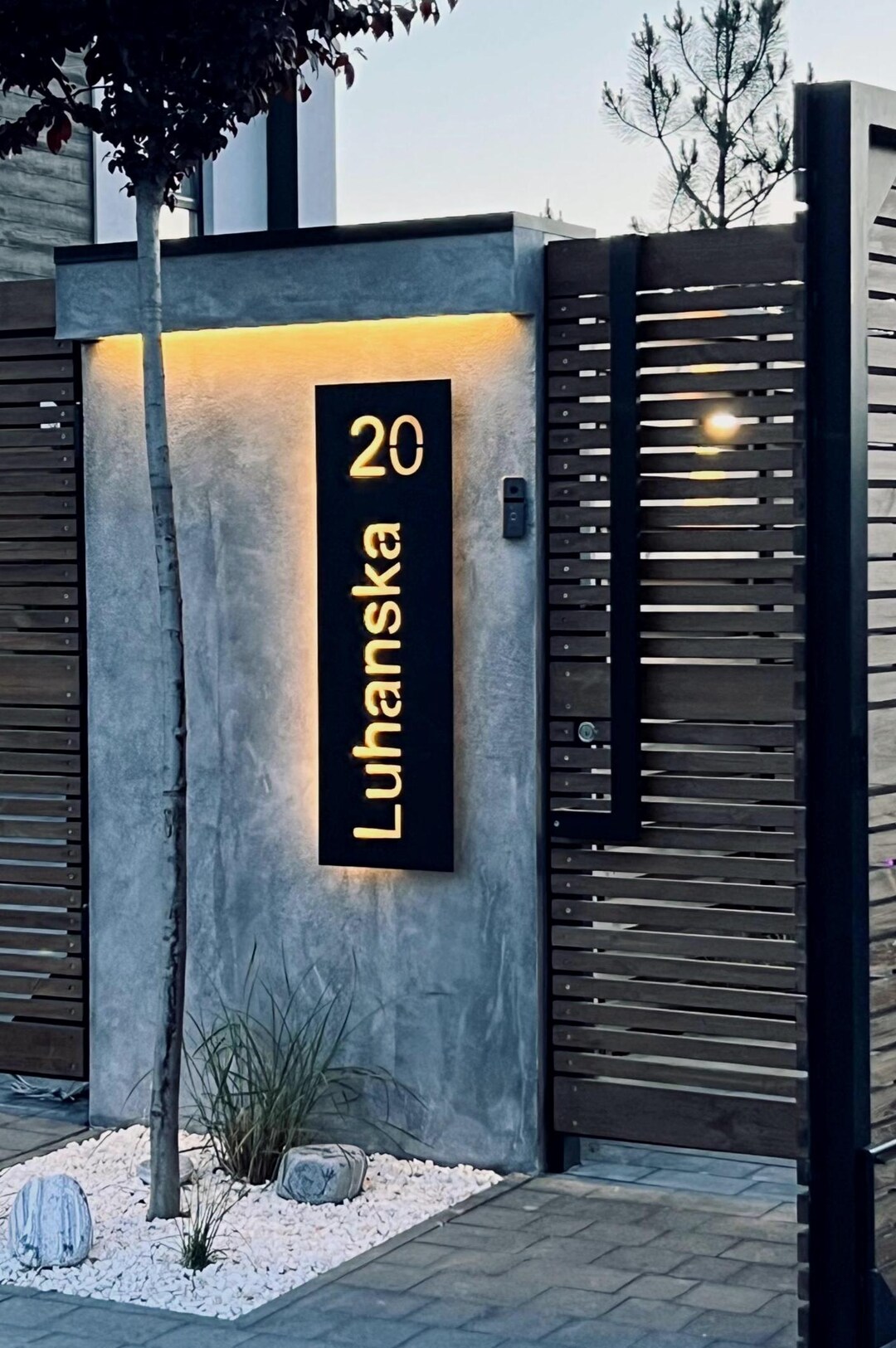 Modern LED Metal Address Sign | Illuminated House Numbers - Etsy
