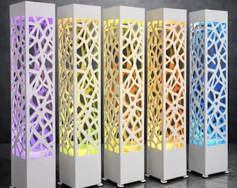 Outdoor Metal Garden Column Light RGB | LED Pillar | Pathway Lamp | Modern Landscape Decor
