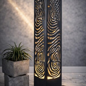Modern LED-golvlampa i metall, skulptur för utomhusträdgård, headsetstativ