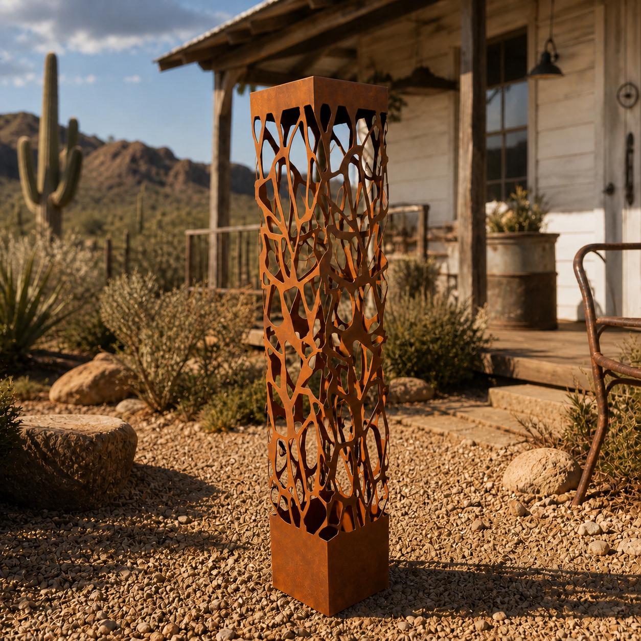 Rusty Column Rusty Metal Garden Column, Corten Steel Outdoor Sculpture, Decorative ...