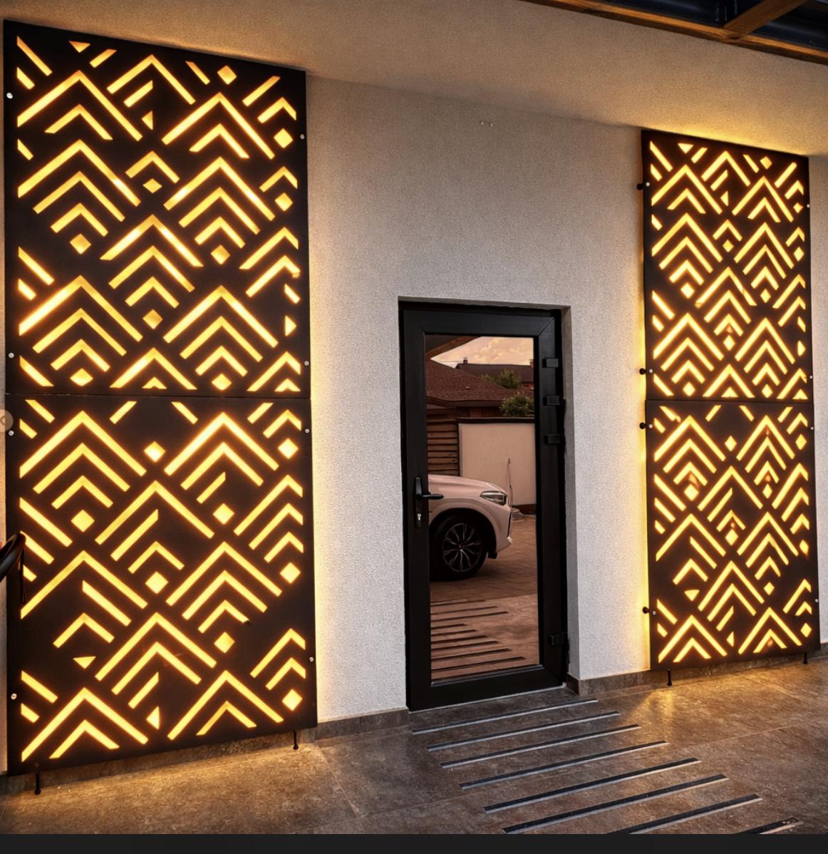 Meta Privacy Led Light Metal Privacy Screen With LED Backlight – Laser Cut Outdoor Wall Panel ...