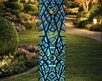 Lampe colonne d'extérieur LED | Lampe de jardin en métal | Éclairage paysager découpé au laser | Décoration de jardin moderne