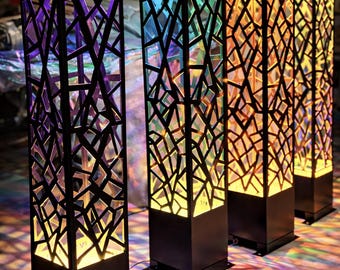 LED Metal Garden Column Light | Laser Cut Outdoor Lamp | Modern Yard Sculpture