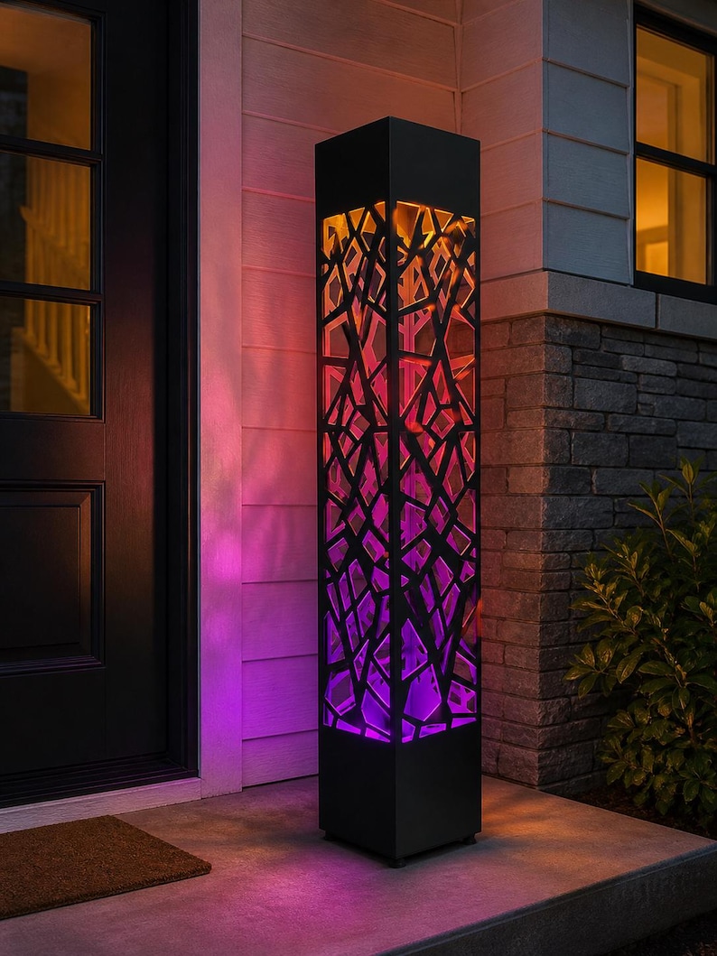 Custom Led Column Custom LED Garden Column Light | Personalized Outdoor Lamp | Metal ...