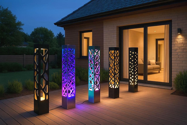 Metal Garden Pillar | Garden Sculpture | Floor Lamp | Outdoor Light | Black Friday | Christmas Gift