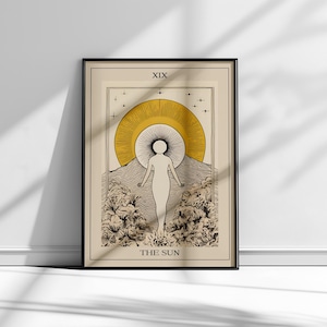 Die Sonne, Tarot-Kartendruck, The Sun Poster, spirituelle Kunst, Illustration, Herunterladbarer Druck, Druckbare Illustration, einzigartiges Design, Wandkunst