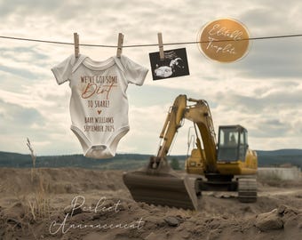 Simple Construction Baby Announcement Digital Template, Editable Excavator Pregnancy Announcement, Under Construction Pregnancy Reveal