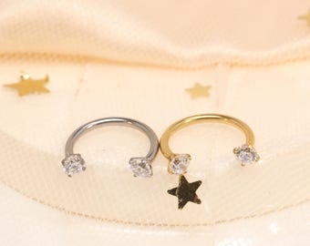 Clear CZ Horseshoe Ring – Sparkly Circular Barbell Nose Septum Piercing Jewelry