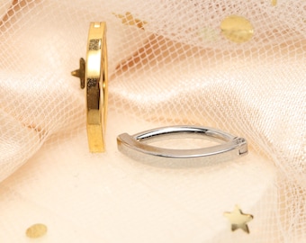 Plain Band Navel Barbell Daily Wear Belly Ring 14G Minimalist Navel Hoop, Smooth Curved Barbell, Gold & Silver