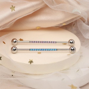 Industrial Barbell Scaffold Barbell 14G 38mm Opal 316L Surgical Steel Cartilage Industrial Piercing Scaffold Earring Straight Barbell