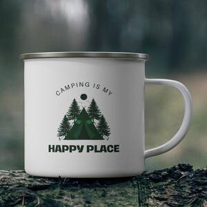 Adventure Enamel Mug, Outdoor Coffee Cup, Camping Accessories, Hiking Campfire Drinkware, Nature Lover Gift