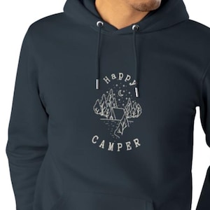 Happy Camper Hoodie | Cozy Adventure Sweatshirt for Nature Lovers | Road Trippers & Campers | Gift for Outdoor Enthusiasts