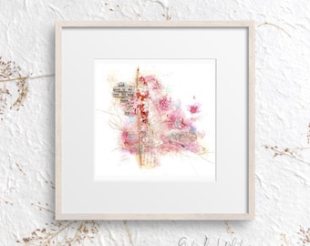 Original Mini Mixed Media Artwork | 5x5 inch Original Art | Neutral Textured Collage | Pink Abstract Wall Art |