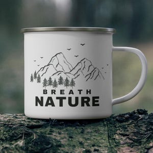 Enamel Camping Mug, Camping Coffee Mug, Outdoor Coffee Mug, Accessories Camping, Adventure Mug, Hiking Mug