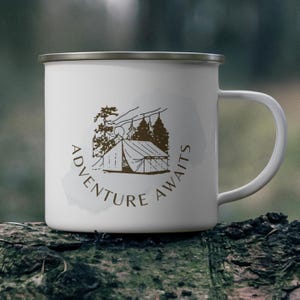 Enamel Camping Mug, Camping Coffee Mug, Outdoor Coffee Mug, Accessories Camping, Adventure Mug, Hiking Mug