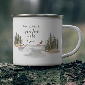 Enamel Camping Mug, Camping Coffee Mug, Outdoor Coffee Mug, Accessories Camping, Adventure Mug, Hiking Mug