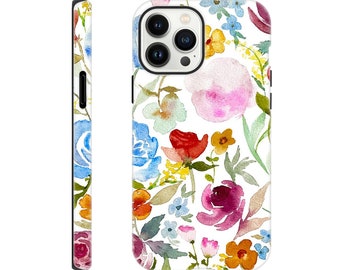 iPhone Tough Case with Floral Watercolor Design by K.Schulz
