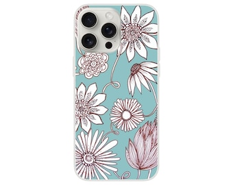 IPhone Case Flexi Case Turquoise Floral Illustration by K. Schulz