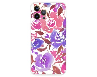 iPhone Flexi Case with Pink and Purple Watercolor Design by K. Schulz