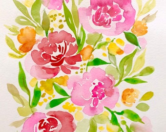 Orange and Pink Floral Watercolor