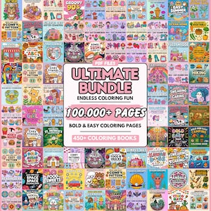 Ausmalbilder MEGA Bundle – 100.000 Ausmalseiten, 450+ Bücher – Cute Cozy Comfy – Digitales Ausmalbild zum Stressabbau, Printable, iPad, PDF