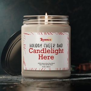 Festive Holiday Candle - &#39;Holiday Cheer and Candlelight Here&#39; - Seasonal Celebration Light, Perfect for Christmas Gatherings