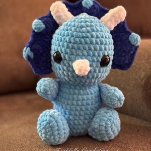 Triceratops plush toy, blue Dino amigurumi, gift idea, plush toy, plush dinosaur, ready to ship