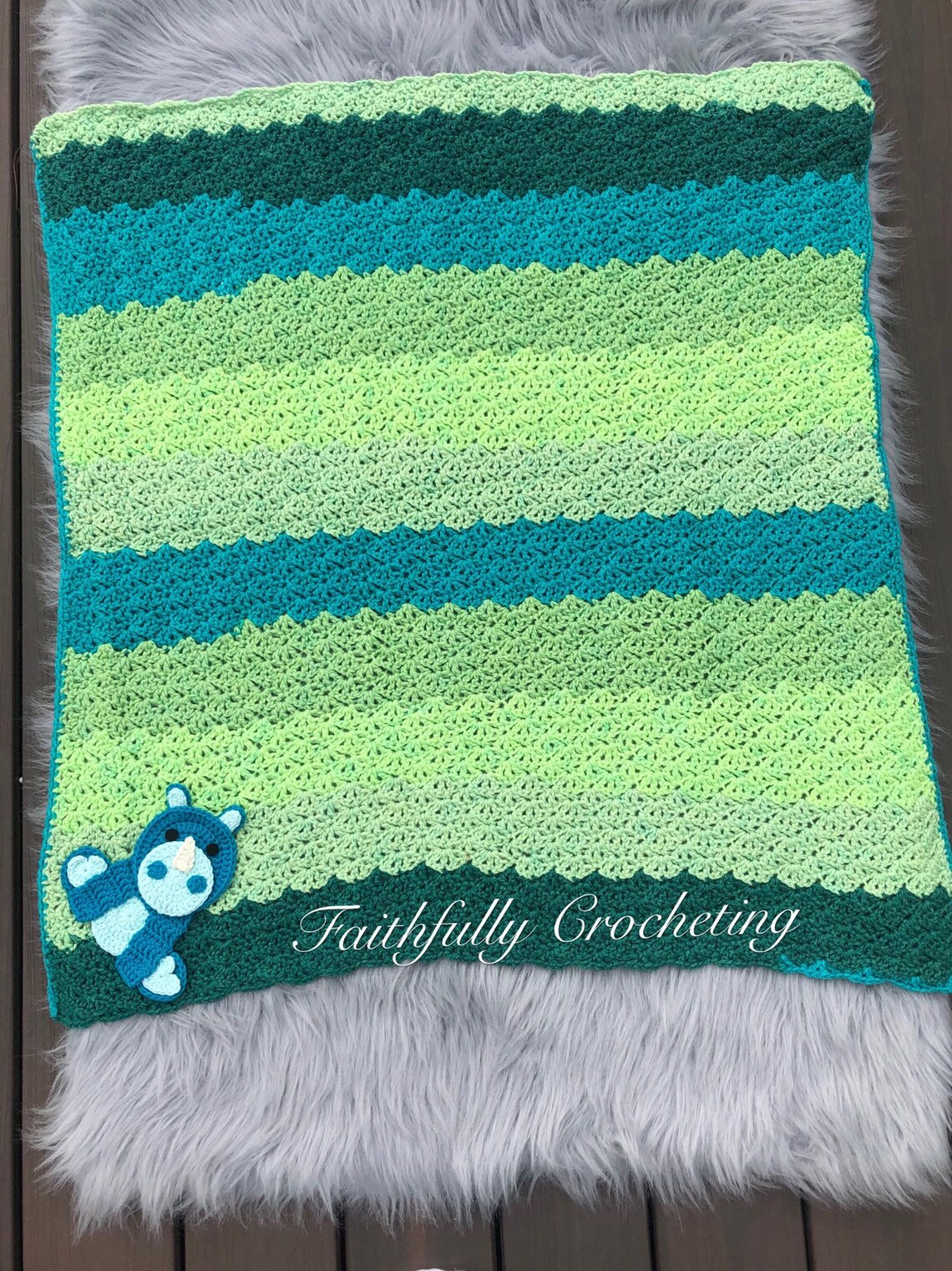 Rhino baby blanket blue rhino blanket acrylic baby blanket Etsy