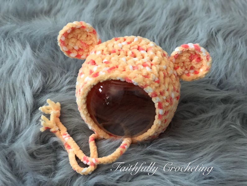 ready to ship Newborn bear bonnet. newborn fall prop super soft baby bonnet. candy corn hat photography prop..