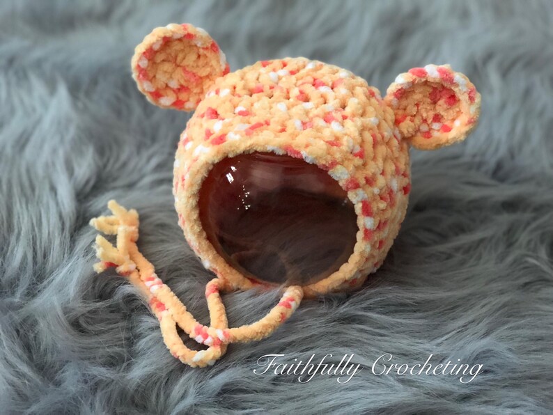 ready to ship Newborn bear bonnet. newborn fall prop super soft baby bonnet. candy corn hat photography prop..