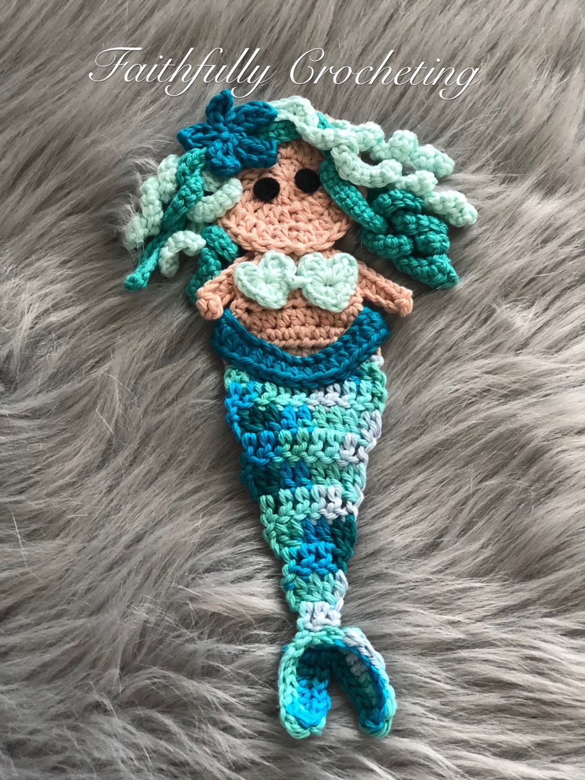 Crocheted mermaid appliqué mermaid appliqué cotton mermaid Etsy