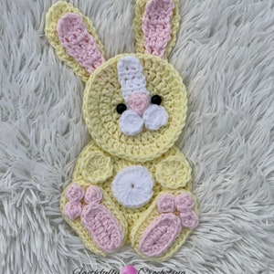 Crocheted baby bunny appliqué, Easter bunny appliqué, nursery Decor, Crocheted bunny, yellow baby bunny appliqué