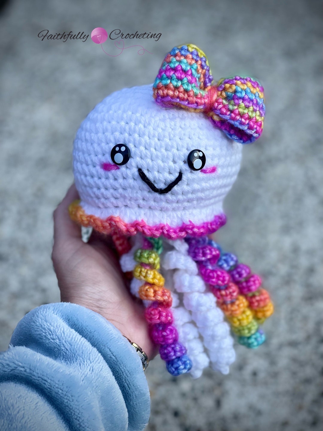 Rainbow Jellyfish Plush Jellyfish Ocean Amigurumi Ready to Etsy