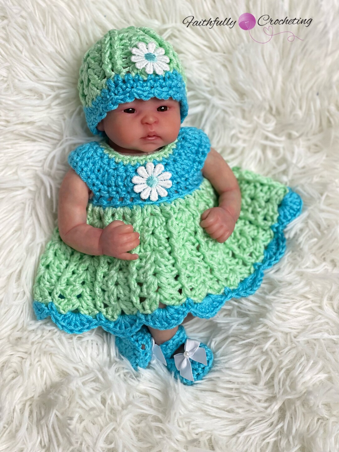 Mini Reborn Dress, Micro Mini Doll Clothes, Mary Janes Tiny Shoes, Doll Outfit, Ready to Ship