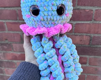 Jellyfish plushie, large crochet jellyfish, nursery decor, stuffed animal, ocean amigurumi, ready to ship, bloom jellyfish, removable flower
