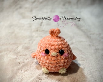 Amigurumi chick, baby bird, peach baby bird, plushie, amigurumi baby bird, ready to ship, peach chick plushie,  gift